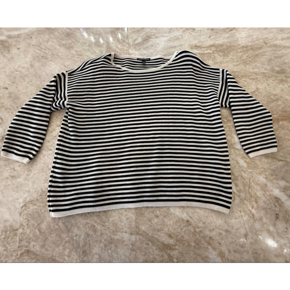 Eileen Fisher Crew Neck Sweater S Black White Striped silk organic cotton - Picture 8 of 8